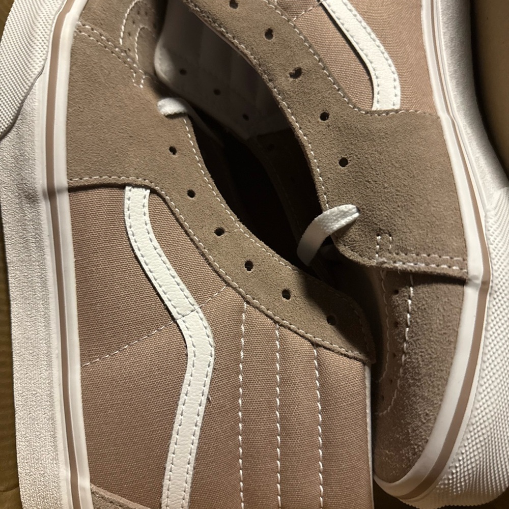 Tan and White Athletic Shoes